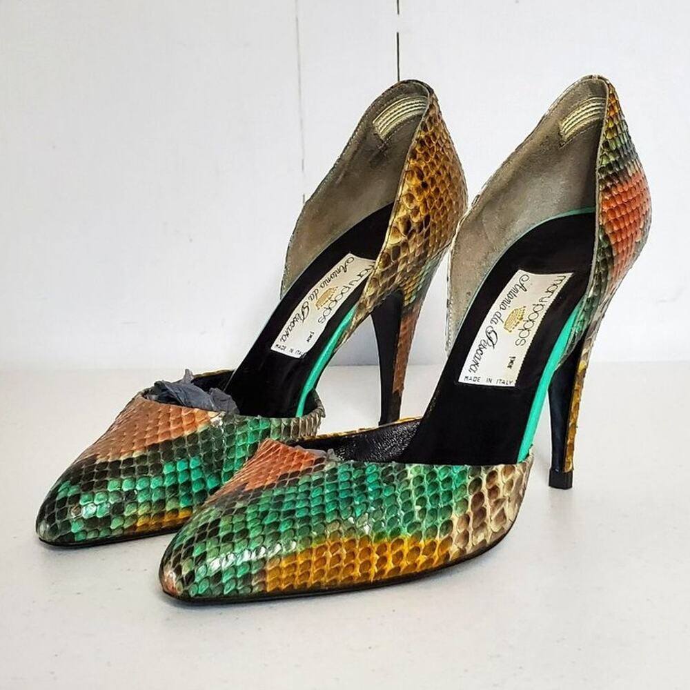 Mary Popps Antonio da Pescara Snakeskin Leather Heels Shoes 39B